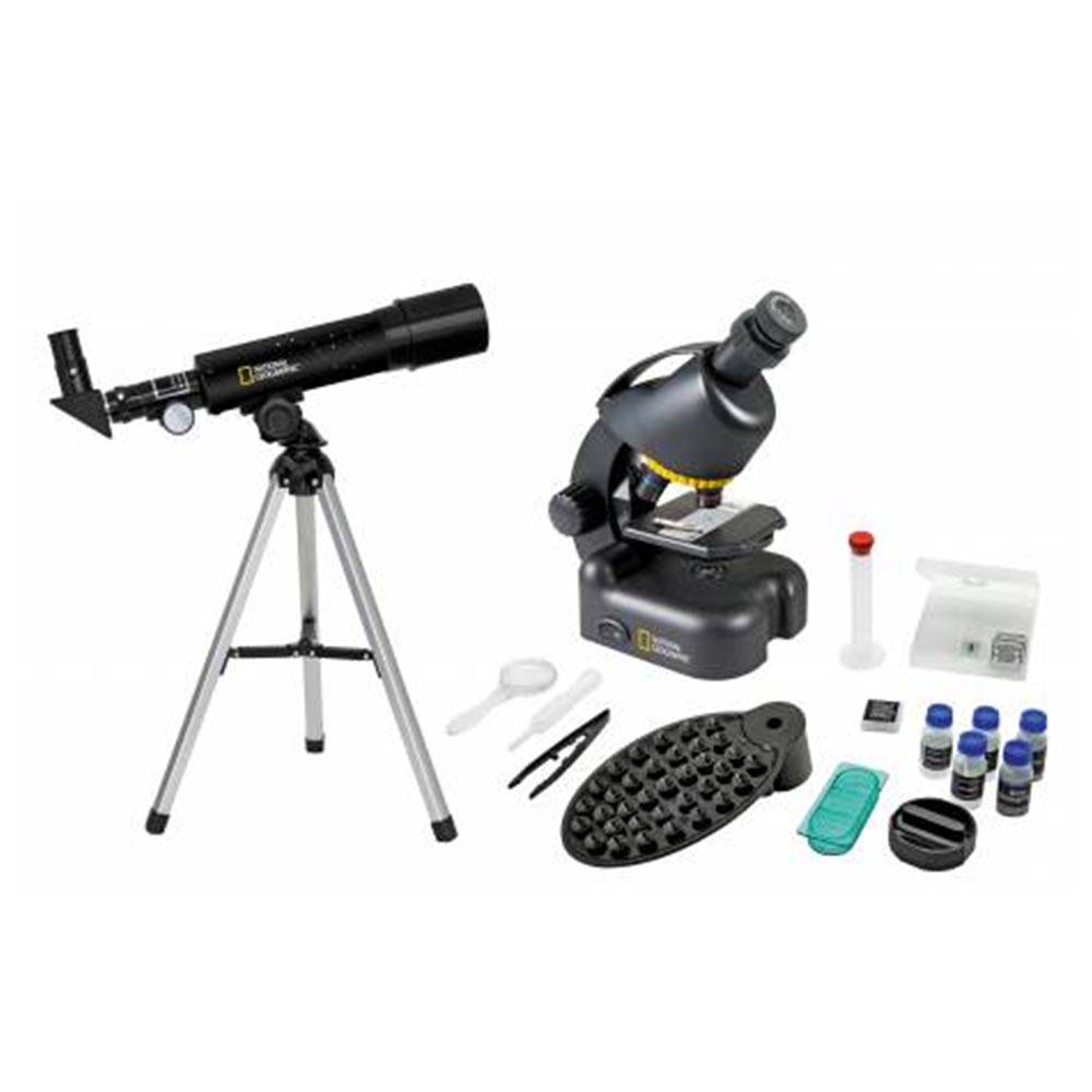 Teleskopas ir mikroskopas. Rinkinys su Smartphone laikikliu. National geographic 2/1
