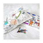 Pagalvės užvalkalas Eat Sleep Doodle, nuspalvink pats. 75x50cm Kosmoso tematikos