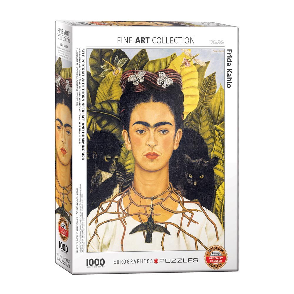 Dėlionė Frida Kahlo Autoportretas su erškėčių vėriniu ir kolibriu 1000 detalių