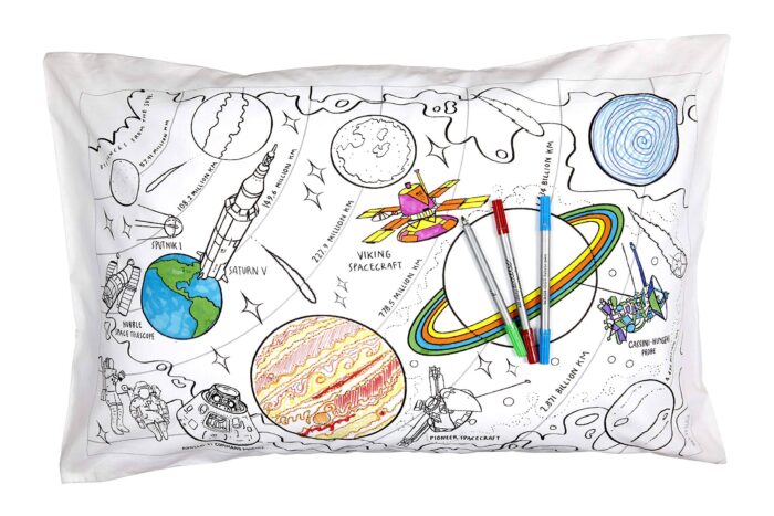 Pagalvės užvalkalas Eat Sleep Doodle, nuspalvink pats. 75x50cm Kosmoso tematikos - Image 2