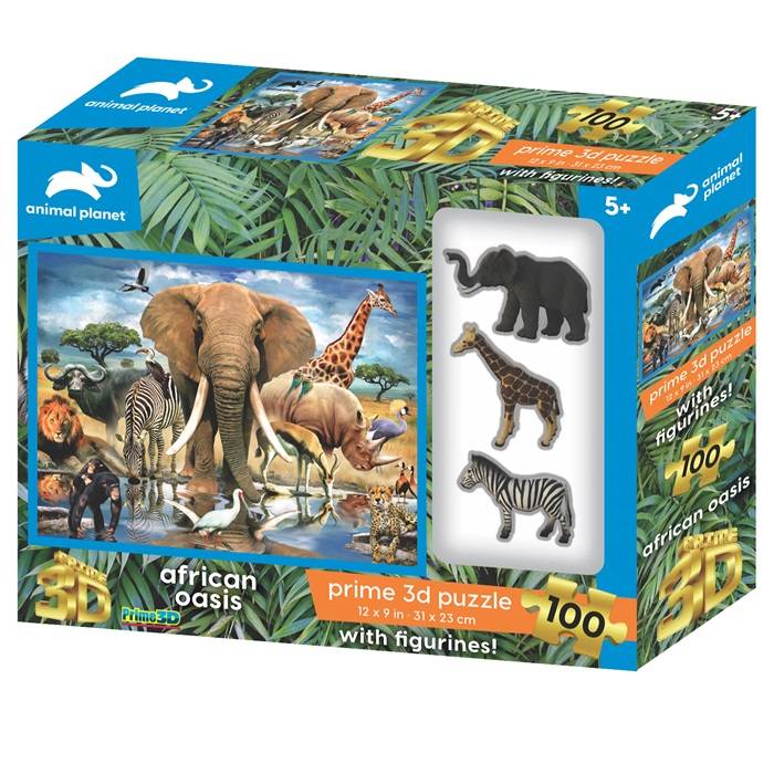 Afrikos oazė 3D dėlionė Afrikos oazė su figūrėlėmis