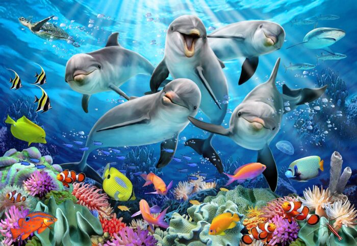 Medinė dėlionė Laimingi delfinai 505 detalių - Image 2