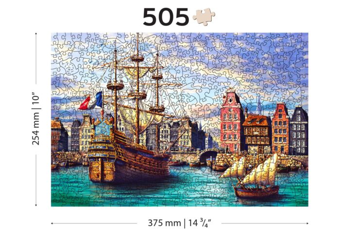 Medinė dėlionė Senoviniai laivai uoste 500 detalių - Image 4