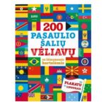 Knyga 200 pasaulio šalių vėliavų su išimamomis kortelėmis, plakatu ir lipdukais
