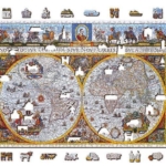 Medinė dėlionė žemėlapis Nova Terrarum 1010 su dvipusėmis figūrėlėmis.
