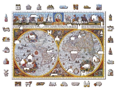 Medinė dėlionė žemėlapis Nova Terrarum 1010 su dvipusėmis figūrėlėmis.