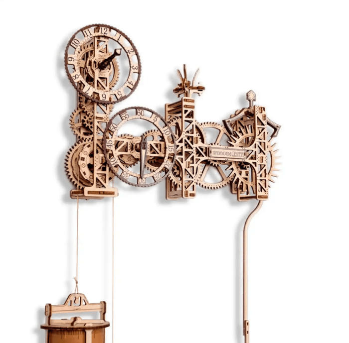 3D Medinis konstruktorius Steampunk sieninis laikrodis - Image 5