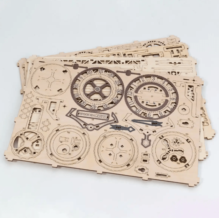 3D Medinis konstruktorius Steampunk sieninis laikrodis - Image 4