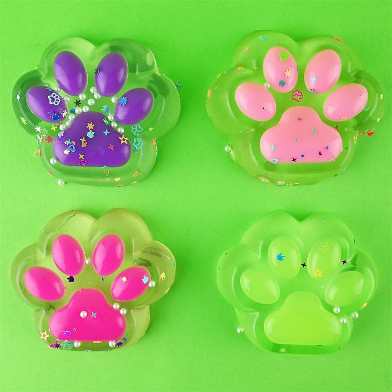 Katės letenelė squishy skaidri su spalvotomis pagalvėlėmis 7cm