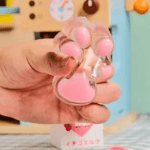 Katės letenelė squishy skaidri su spalvotomis pagalvėlėmis 7cm