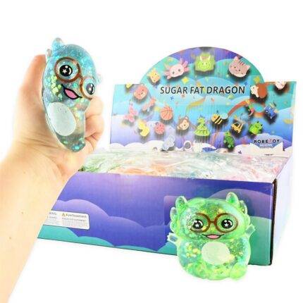 Spaudomas storuliukas aksolotlis su akiniais squishy 6cm