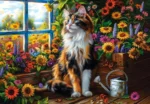 Dėlionė Katės meditacija tarp gėlių 1000