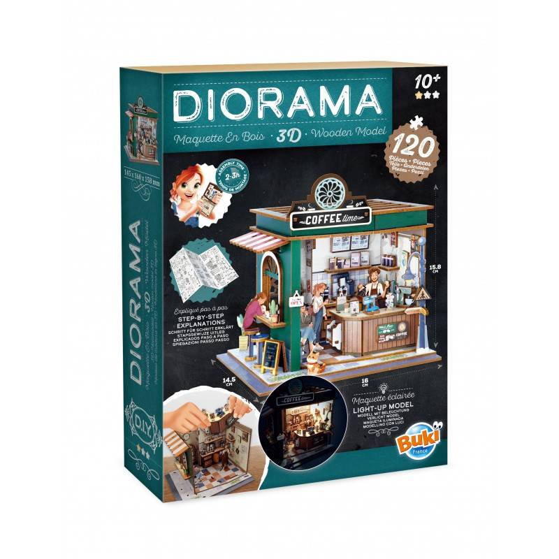 Diorama-dėlionė-miniatiūra Kavinė 16x16x15cm